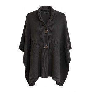 Claudia Nichole 100% Cashmere Button Front Poncho Cardigan Gray Size M Soft Cozy